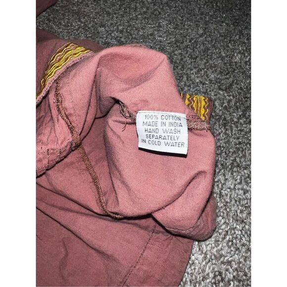 Roberta freymann  New York size xs brown Vneck Short Sleeves Boho Cottagecore - Picture 5 of 6